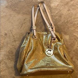 Michael Kors Gold Snakeskin tote